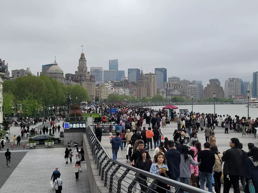 와이탄 야경 전 인파